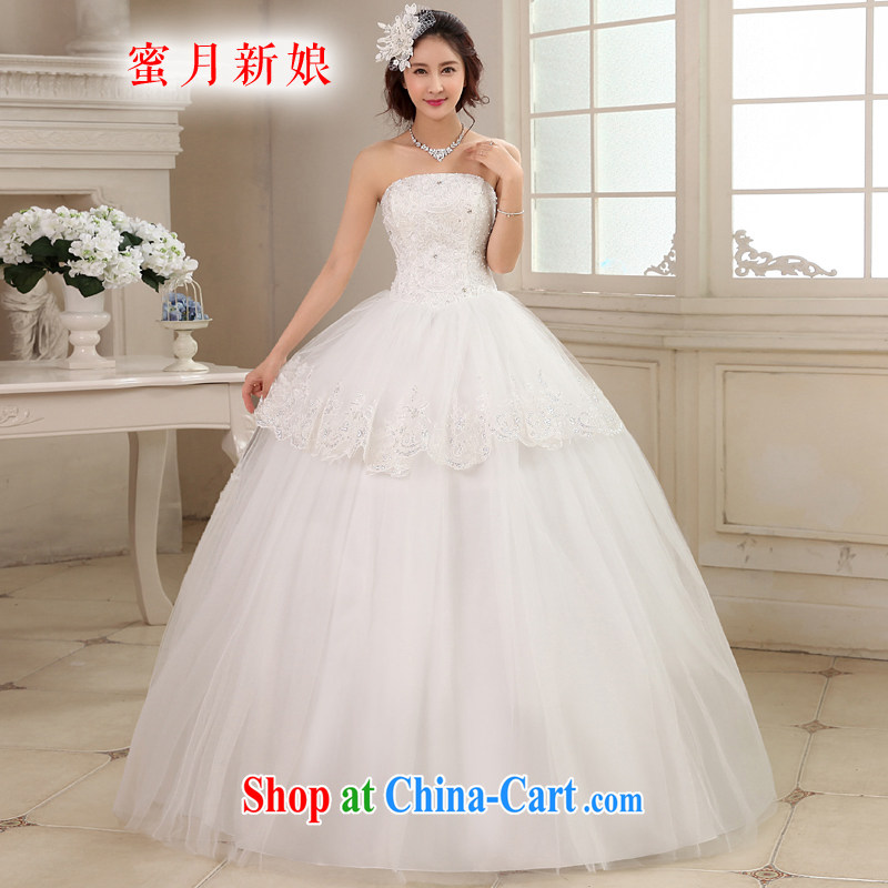 Honeymoon bridal wedding dresses 2015 new Korean lace inserts drill wiped chest wedding with Princess tie wedding white XL