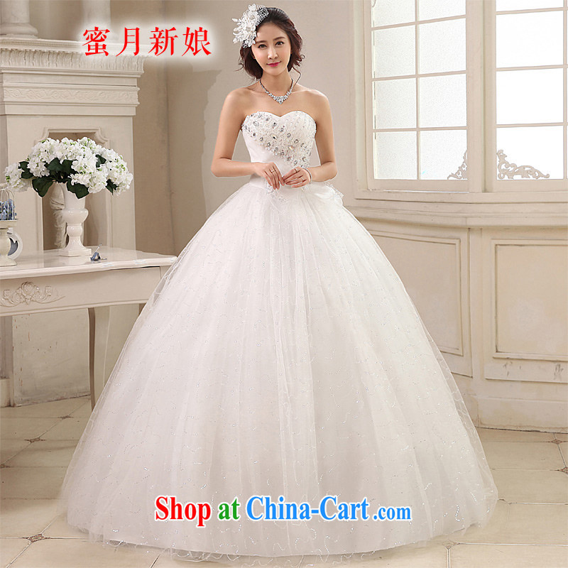 Honeymoon bridal wedding dresses 2015 new Korean wood drill erase chest wedding with Princess tie wedding white XL