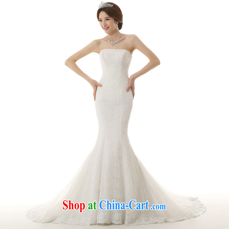 Dirty comics 2015 new bride crowsfoot the tail white wedding dresses luxurious lace bare-chest pockets and Korean-style beauty crowsfoot tail wedding dresses white XXL