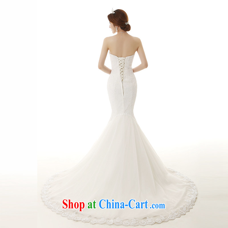 Dirty comics 2015 new bride crowsfoot the trailing white wedding dresses luxurious lace bare-chest pockets and Korean-style beauty crowsfoot tail wedding dresses white XXL, clean animation, shopping on the Internet