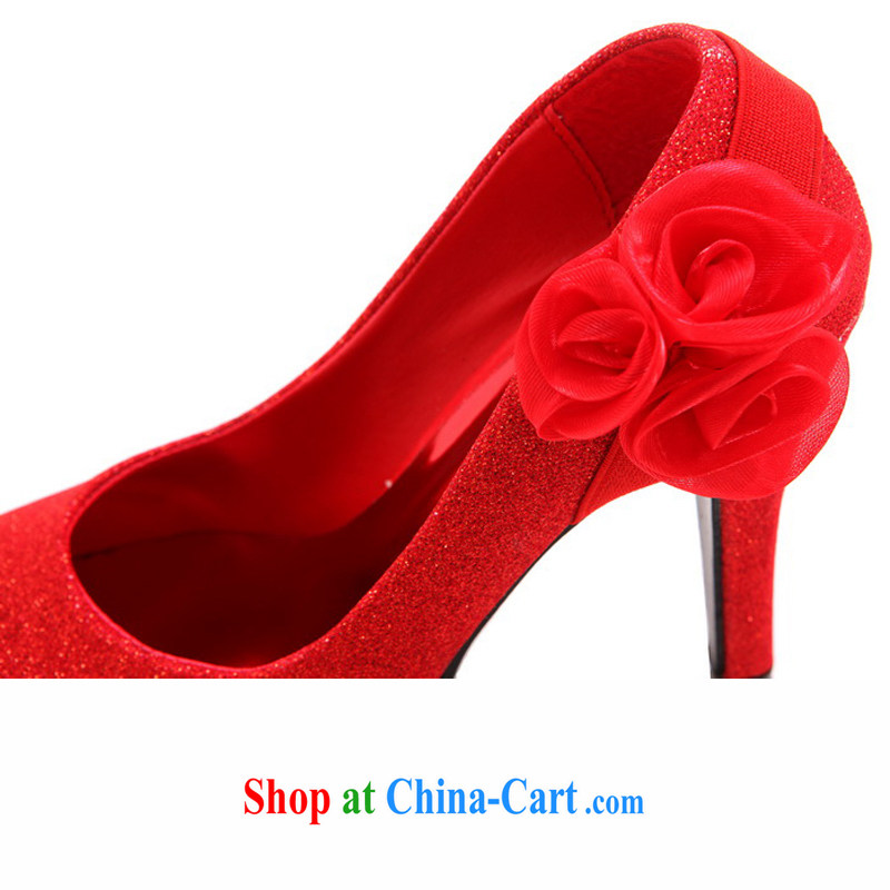 Rain is still clothing wedding dresses bridal wedding shoes wedding wedding shoes bridesmaid wedding shoes red/gold wedding shoes XZ 084 red 39, rain is clothing, and shopping on the Internet
