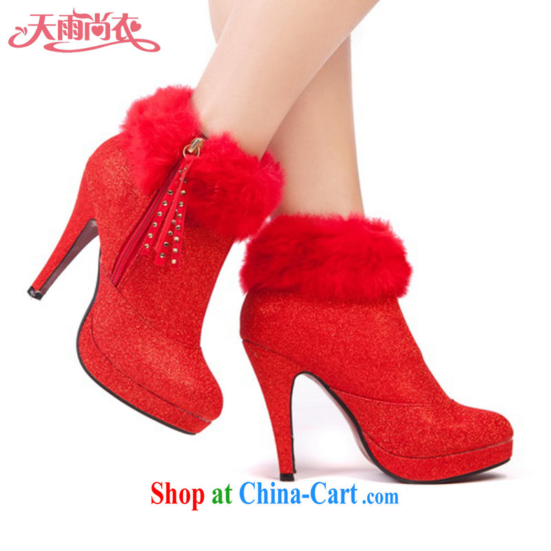 Rain is still Yi marriages new winter boots marriages boots warm boots Gold Red wedding shoes shoes XZ 064 red 39