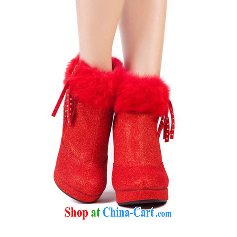 Rain is still Yi marriages new winter boots marriages boots warm boots Gold Red wedding shoes shoes XZ 064 red 39, rain is clothing, and shopping on the Internet