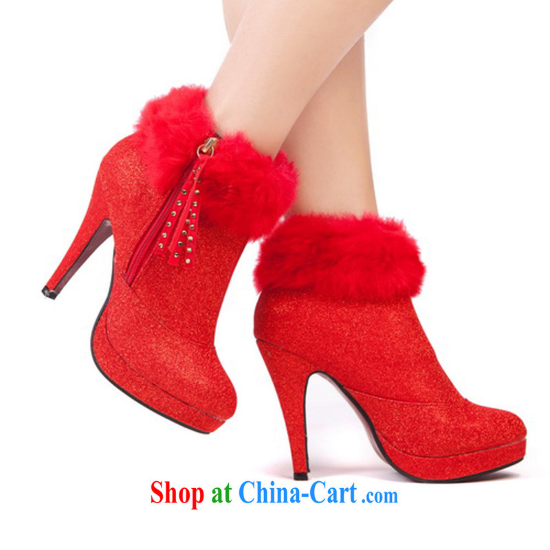 Rain is still Yi marriages new winter boots marriages boots warm boots Gold Red wedding shoes shoes XZ 064 red 39, rain is clothing, and shopping on the Internet