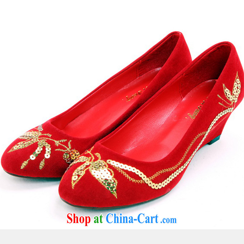 Rain is still Yi marriages wedding jewelry wedding dresses beautiful bridal wedding shoes red bridal wedding dresses shoes shoes XZ 104 red 36, rain is clothing, and shopping on the Internet