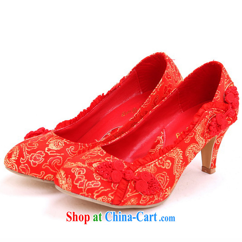 Rain is still Yi marriages wedding jewelry wedding dresses shoes women shoes beautiful bridal shoes bridal shoes wedding shoes dresses shoes XZ 105 red 39, rain is clothing, and shopping on the Internet
