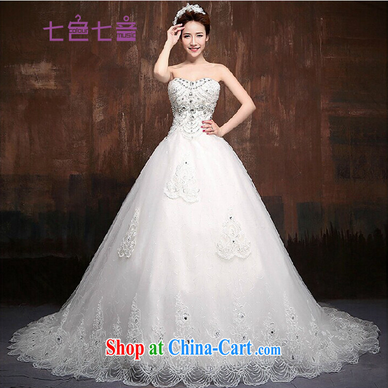 7 color 7 tone Korean New 2015 bridal Super Deluxe Big-tail wedding-waist graphics thin smears chest wedding dresses H 009 white tailored