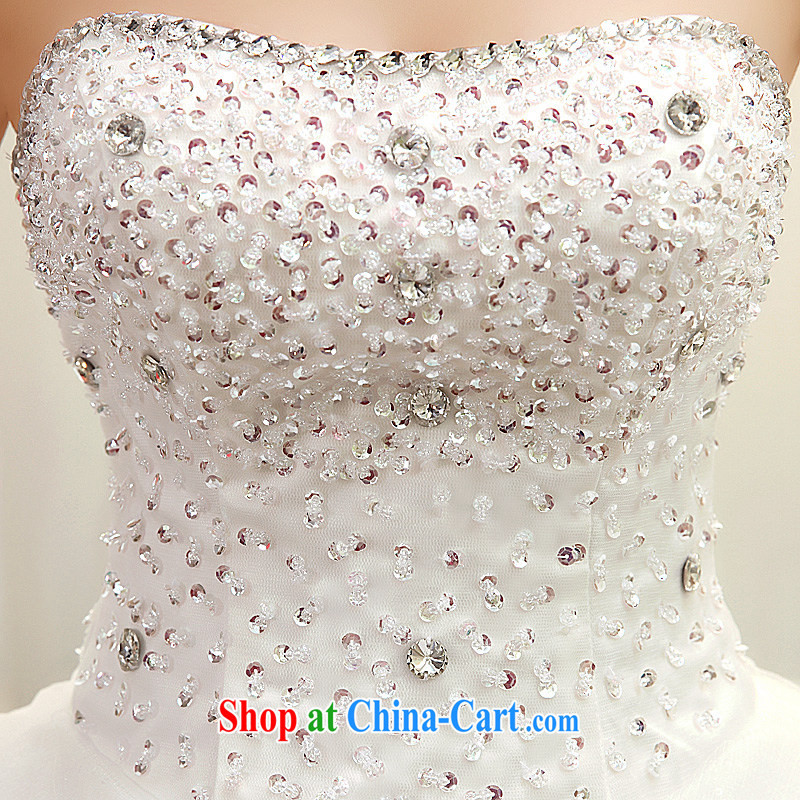 7 color 7 tone Korean version 2015 new larger graphics thin smears chest long-tail tied with a bright diamond sexy wedding dresses H 010 white tail M, 7 color 7 tone, shopping on the Internet