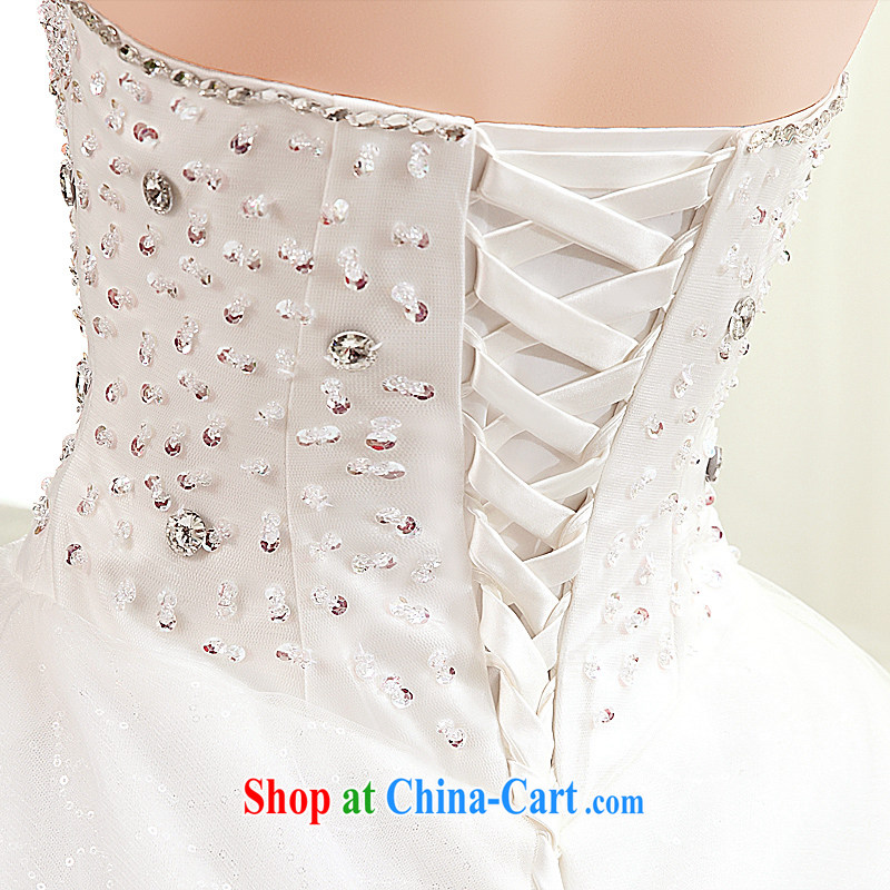 7 color 7 tone Korean version 2015 new larger graphics thin smears chest long-tail tied with a bright diamond sexy wedding dresses H 010 white tail M, 7 color 7 tone, shopping on the Internet