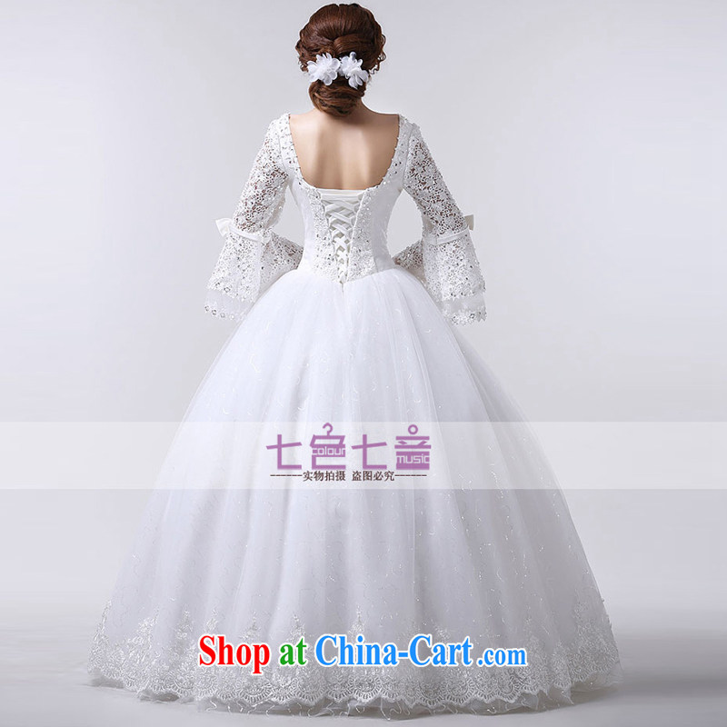 7 color 7 tone Korean version 2014 new autumn and winter lace a shoulder for half-long-sleeved Korean Princess retro with cuff in wedding dresses H 013 white tailored to 7-Color 7 tone, and, on-line shopping