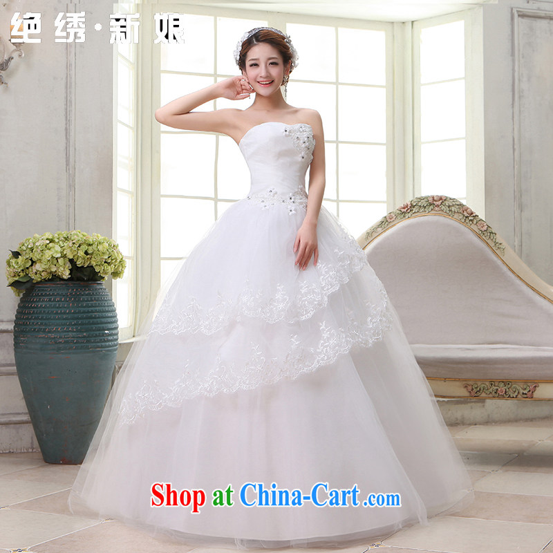 There is a bride Korean sweet Princess dress 2015 New with bare chest retro flouncing wedding white XXXL Suzhou shipment and it is absolutely not a bride, shopping on the Internet