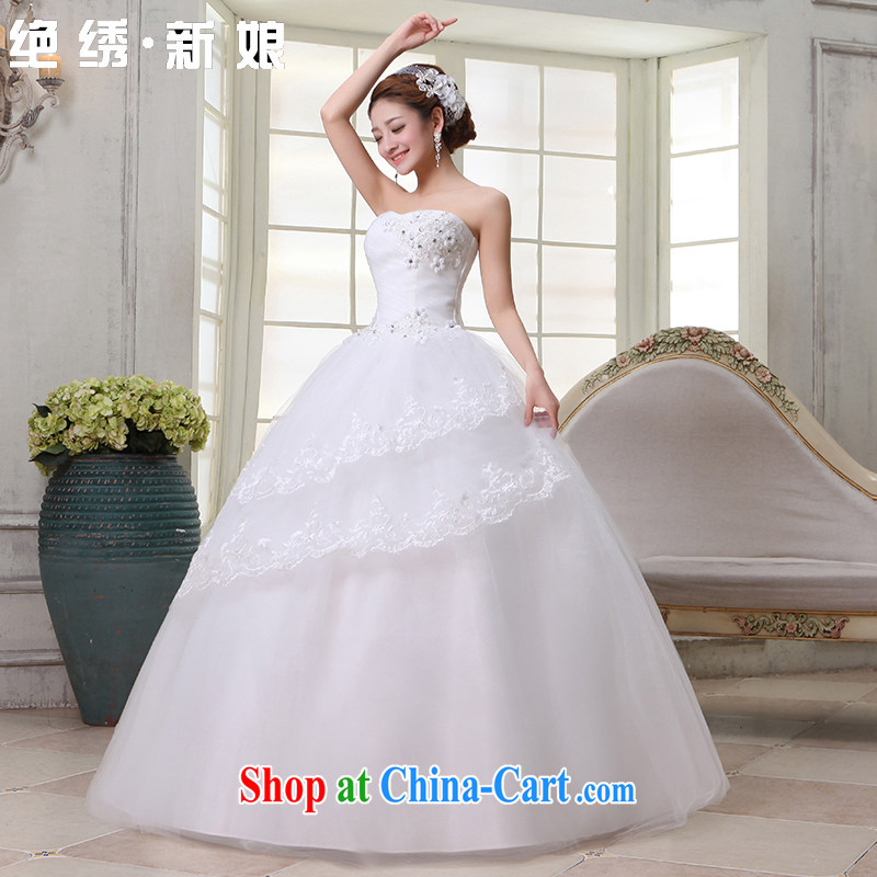There is a bride Korean sweet Princess dress 2015 New with bare chest retro flouncing wedding white XXXL Suzhou shipment and it is absolutely not a bride, shopping on the Internet