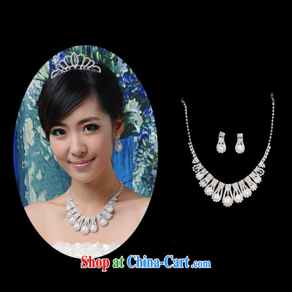 Honeymoon bridal wedding jewelry beautiful bride full water drilling pearls bridal necklace earrings Accessory Kit white pictures, price, brand platters! Elections are good character, the national distribution, so why buy now enjoy more preferential! Health
