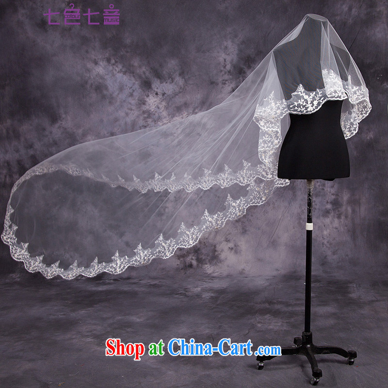 7 color 7 tone 2015 new ultra-long 3M lace and legal marriages wedding accessories bridal headdress and yarn T 001 white are code