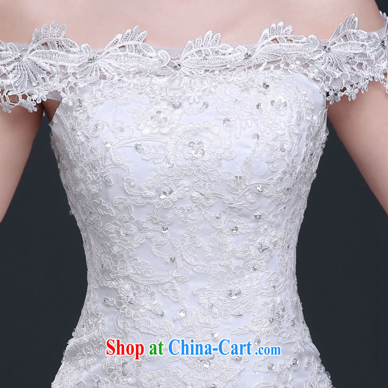 7 color 7 tone Korean version 2015 New Beauty Korean-style double-shoulder simplicity and a shoulder at Merlion tail wedding dresses H 015 white tailored (final), 7 color 7 tone, shopping on the Internet