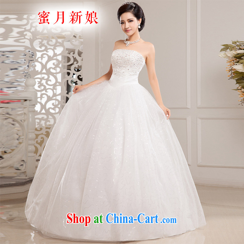 Honeymoon bridal wedding dresses 2015 new Korean wood drill on-chip erase chest wedding dresses with straps Princess wedding white M