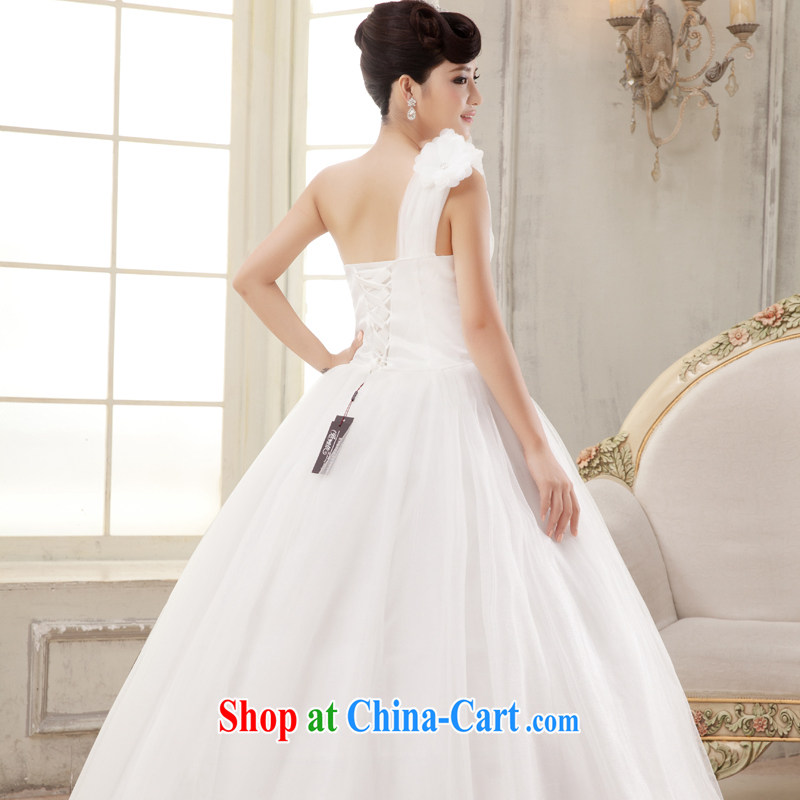 Honeymoon bridal wedding dresses 2015 Korean sweet Princess single shoulder flowers wedding with straps wedding white XXL, Honeymoon bridal, shopping on the Internet