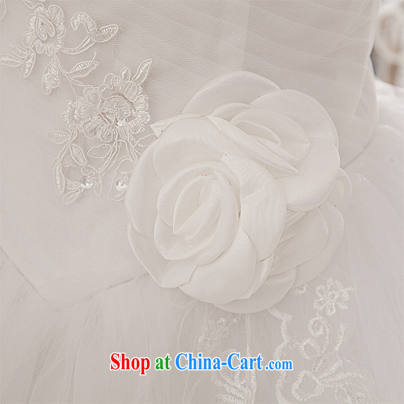 Honeymoon bridal wedding dresses 2015 new Korean fresh sweet Princess Mary Magdalene chest flowers with strap wedding white XXL, Honeymoon bridal, shopping on the Internet