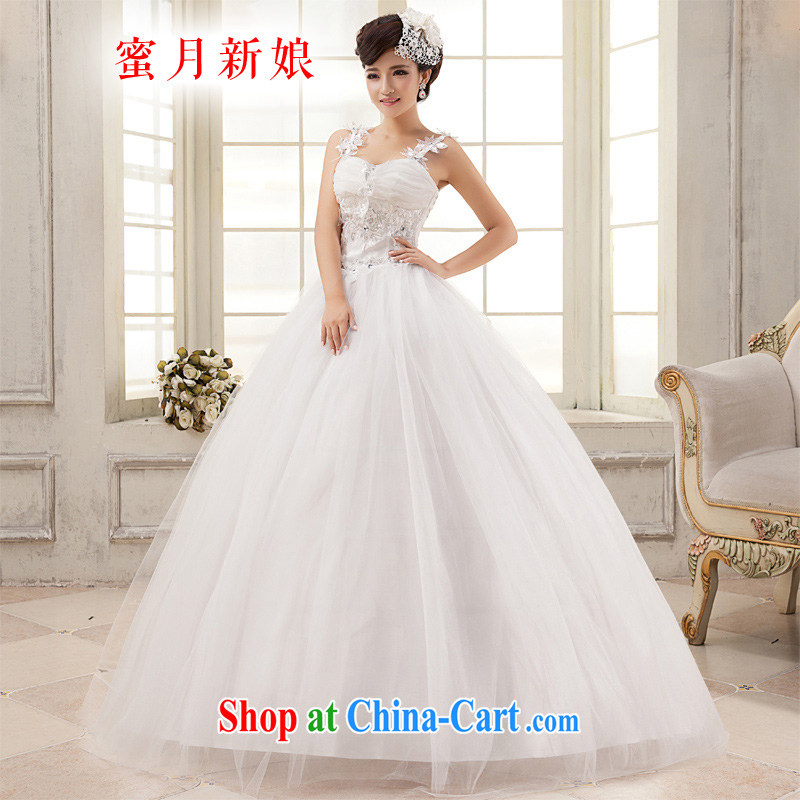 Honeymoon bridal wedding dresses 2015 new water drilling flowers bridal wedding Princess shoulders wedding white XXL