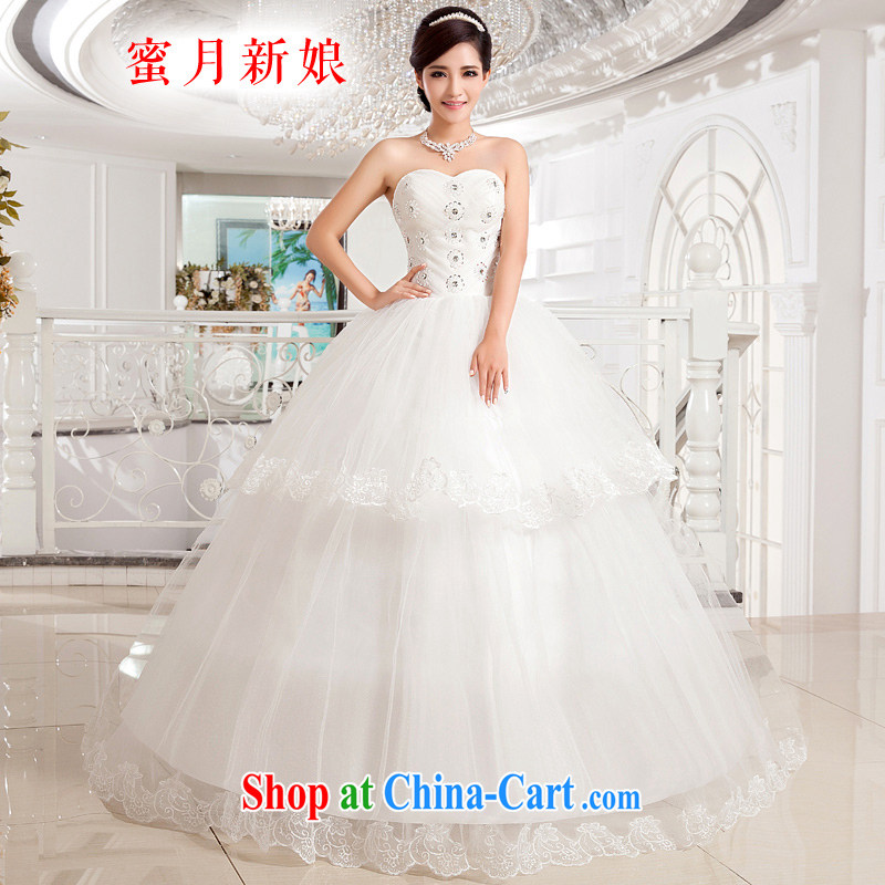 Honeymoon bridal wedding dresses 2015 new stylish Beauty Chest bare wedding sexy straps Princess wedding white XXL