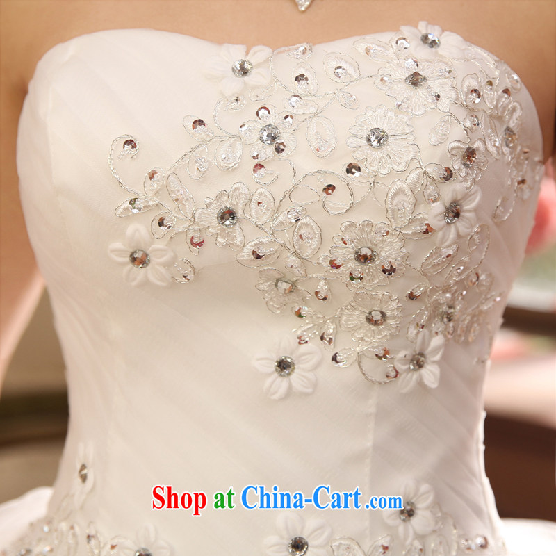Rain is still Yi 2015 new listing white wedding flowers water drilling sweet Princess Mary Magdalene chest strap wedding dresses HS 931 white Suzhou shipping M, rain is clothing, and shopping on the Internet
