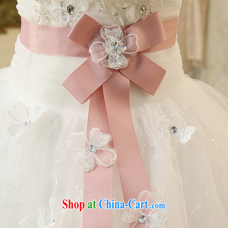 The United States, wedding dresses 2015 new bow-tie belt lace flowers adorned with Korean sweet Princess with yarn H - 42 white L, AIDS and the United States (Imeinuo), online shopping