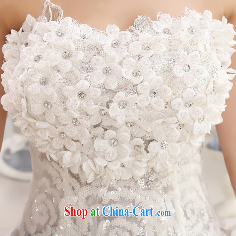 Honeymoon bridal 2015 new wedding Korean chest bare sweet flowers Princess wedding with shaggy strap wedding white XL, Honeymoon bridal, shopping on the Internet