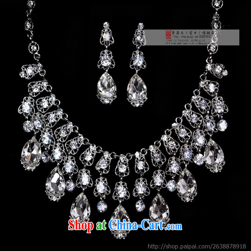 Love so Pang bridal glory studded retro Kit link water diamond necklace jewelry wedding accessories 3-Piece jewelry set necklace earrings