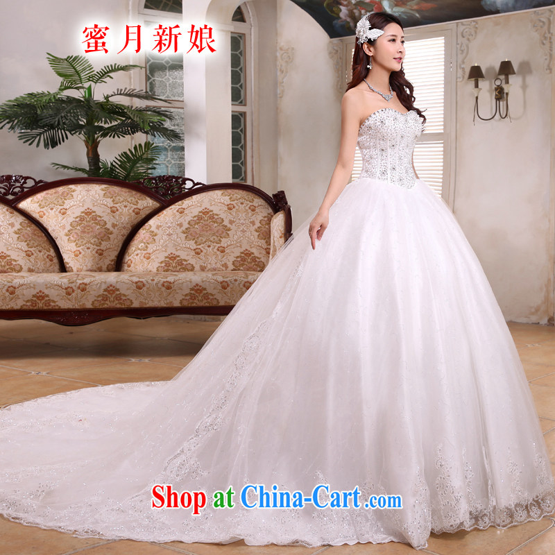 Honeymoon bridal 2015 tail wedding Korean sweet princess, erase chest wedding tie-tail, white XL