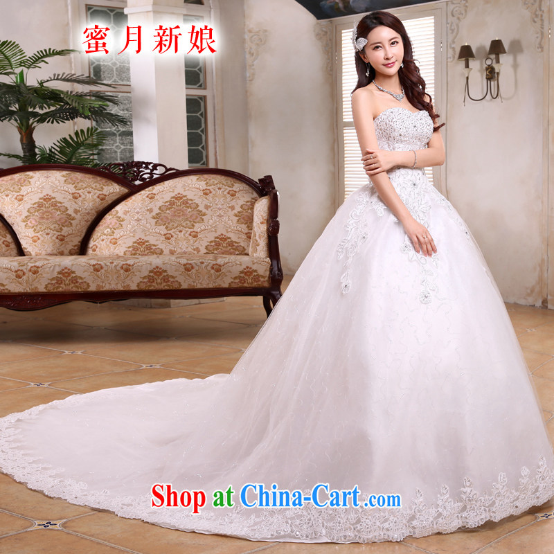 Honeymoon bridal tail wedding 2015 new Korean Beauty graphics thin smears chest wedding tie-tail, white XL