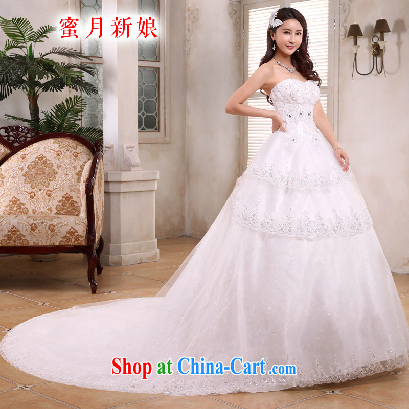 Honeymoon bridal 2015 new tail wedding Korean Beauty graphics thin smears chest wedding band-tail white XL