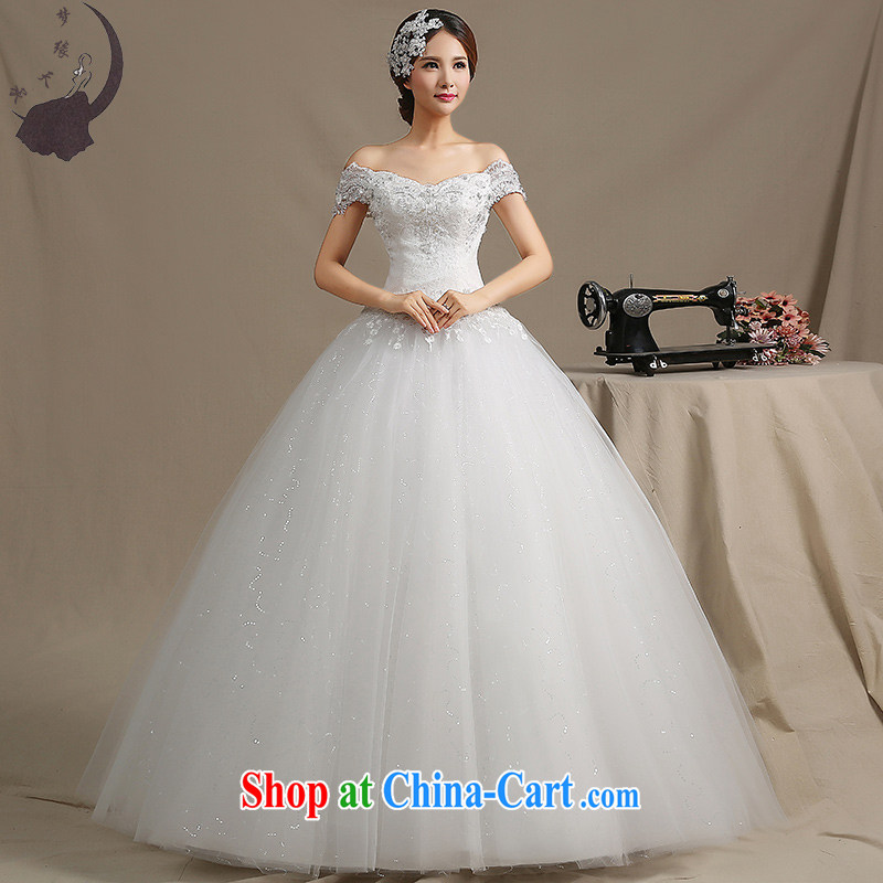 Dream of the day a Field shoulder wedding dresses 2015 new Korean fashion graphics thin with wedding dress white M