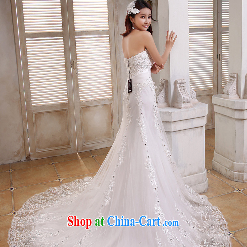 Honeymoon bridal 2015 wedding dresses Korean wood drill the waist crowsfoot wedding zipper tail wedding white M, Honeymoon bridal, shopping on the Internet