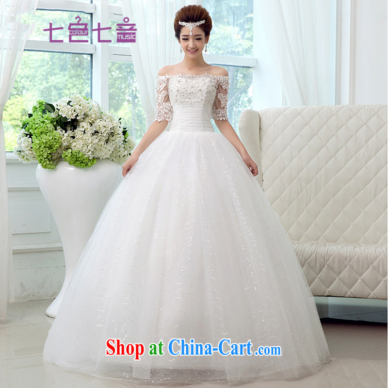 7 color 7 tone Korean version 2015 New Field shoulder water drilling lace Princess cuff, with wedding dresses H 026 white tailored _final_