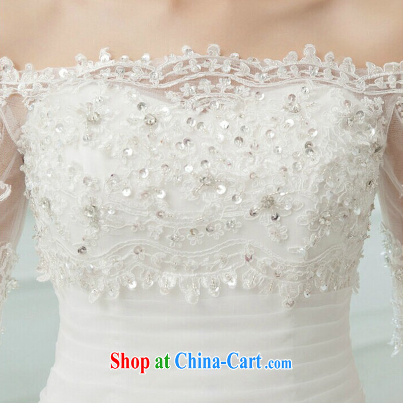 7 color 7 tone Korean version 2015 New Field shoulder water drilling lace Princess cuff, with wedding dresses H 026 white tailored (final), 7 color 7 tone, shopping on the Internet