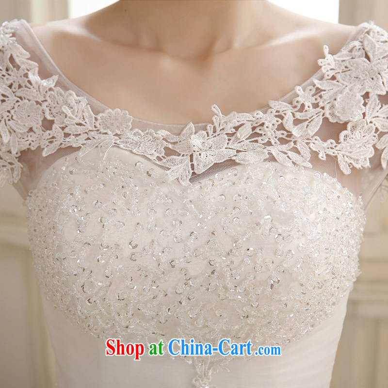 Let the day the bride's wedding dresses 2015 summer new lace a shoulder with Japan, and the ROK wedding dress 1730 white XXL 2.3 feet around his waist, and dream of the day, shopping on the Internet