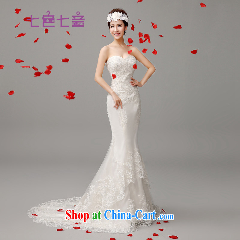 7 color 7 tone Korean version 2015 summer new erase chest strap lace retro beauty crowsfoot wedding tail wedding dresses H 028 white S