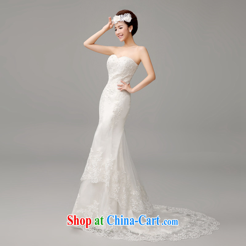 7 color 7 tone Korean version 2015 summer new erase chest strap lace retro beauty crowsfoot wedding tail wedding dresses H 028 white S, 7 color 7 tone, shopping on the Internet