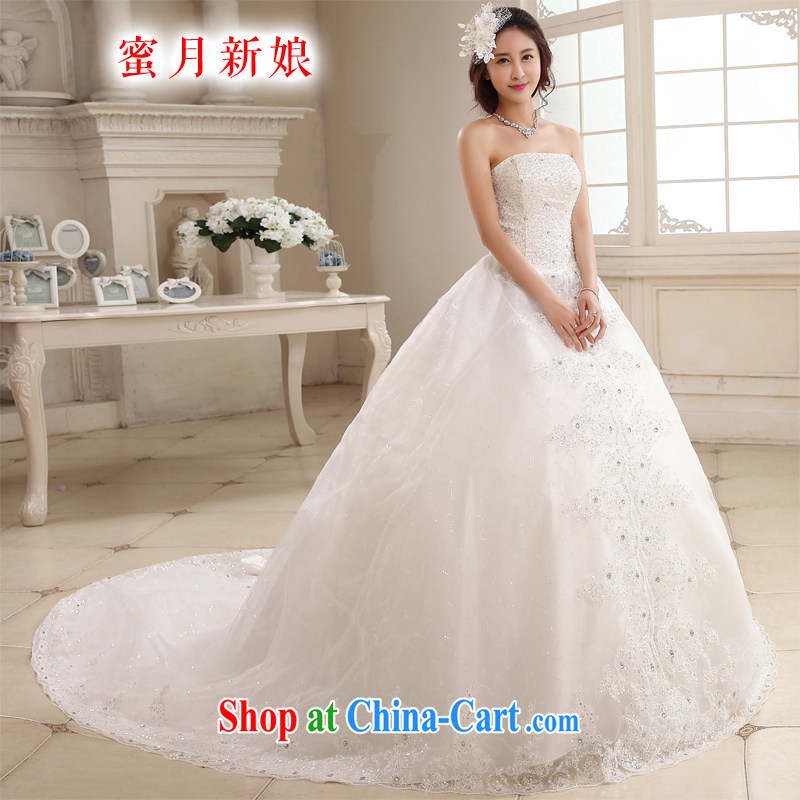 Honeymoon bridal tail wedding 2015 new Korean Beauty graphics thin smears chest wedding dresses tied with trailing white XL