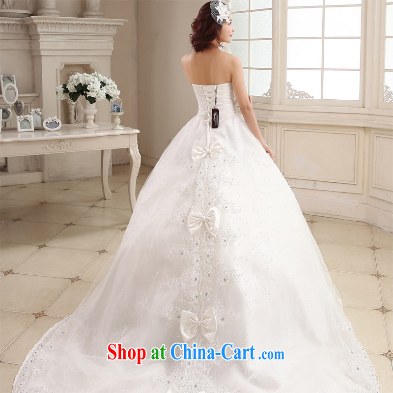 Honeymoon bride-tail wedding 2015 new Korean Beauty graphics thin smears chest wedding dresses tied with trailing white XL, Honeymoon bridal, shopping on the Internet