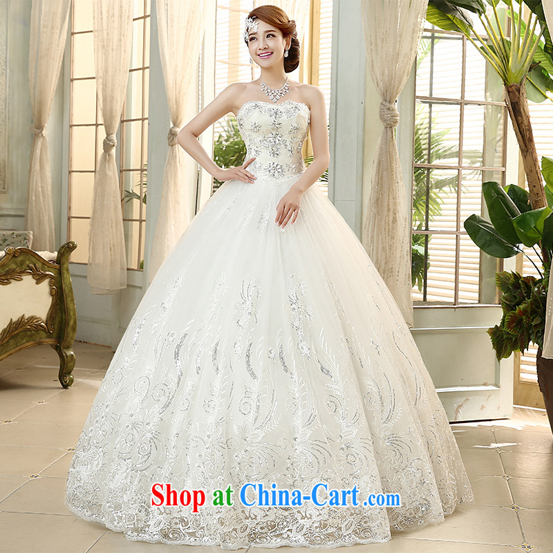 The United States and the new wedding parquet drill heart-shaped smears chest lace, skirt with tie-marriages with wedding Korean Beauty H - 46 white XXL