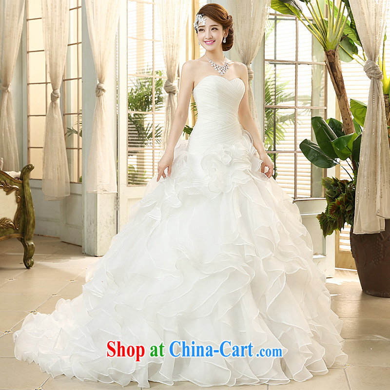 The United States and the 2015 spring and summer wedding dresses beauty bare chest retro tie flouncing skirt with Korean sweet Princess small tail cultivating H - 43 white XXL
