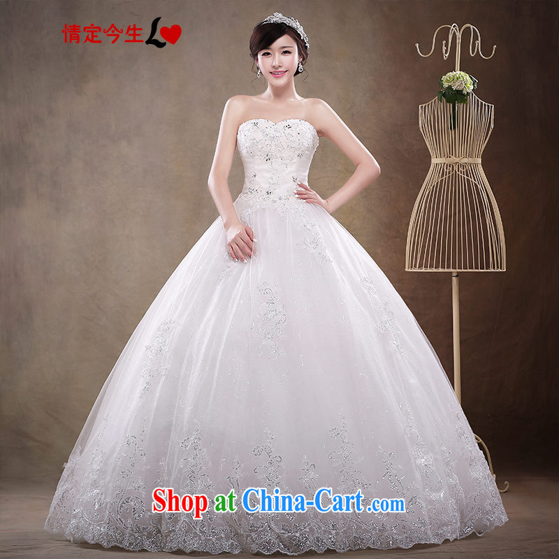 Love Life wedding dresses 2015 New with bare chest Korean elegant wedding dresses stylish lace European root yarn shaggy dress white XL