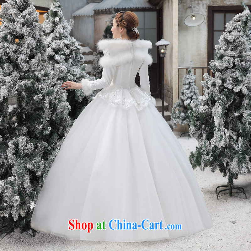 Love Life Korean winter wedding dresses a shoulder 2015 new winter long-sleeved wool collar thick winter, wedding dress girls white XXL, love life, and shopping on the Internet