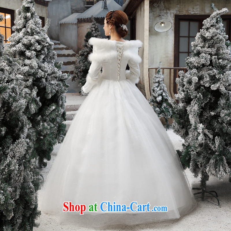 Love Life Korean wedding dresses 2015 New Field shoulder white winter thick marriages a waist larger wedding service white XXL, love life, and shopping on the Internet