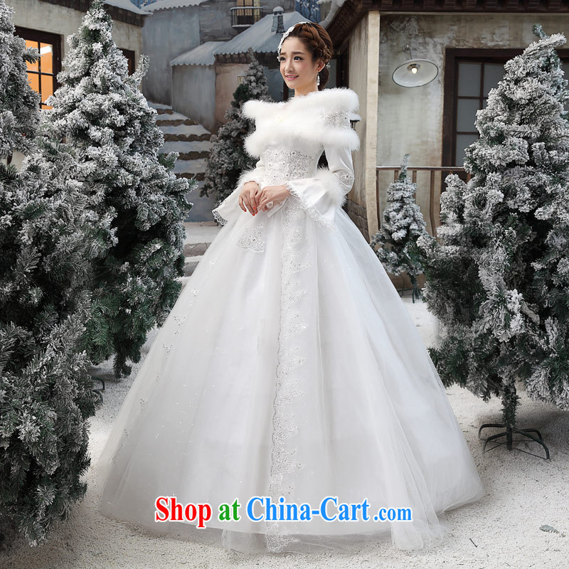 Love Life Korean wedding dresses 2015 New Field shoulder white winter thick marriages a waist larger wedding service white XXL, love life, and shopping on the Internet
