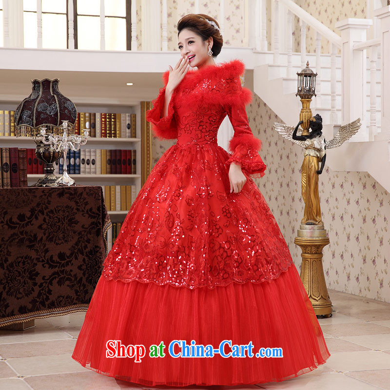 Love Life wedding dresses 2015 winter clothes new Korean red long-sleeved one shoulder hair for thick winter, cotton red XXL, love life, and shopping on the Internet