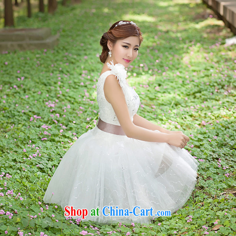 Love Life 2015 new bridesmaid short wedding dresses the bride dress short dress stylish bridesmaid serving the shoulder-white-waist-white XXL, love life, and shopping on the Internet
