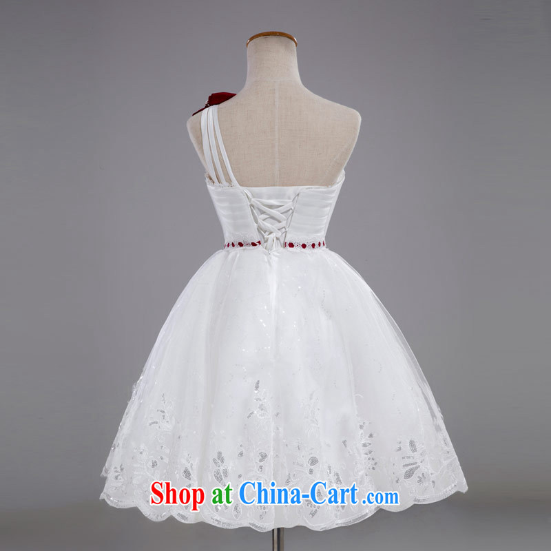 Love Life bridal short wedding dresses 2015 new bridesmaid dress single shoulder Toastmaster of the dress short skirt lace Korean version the waist white XL, love life, and shopping on the Internet