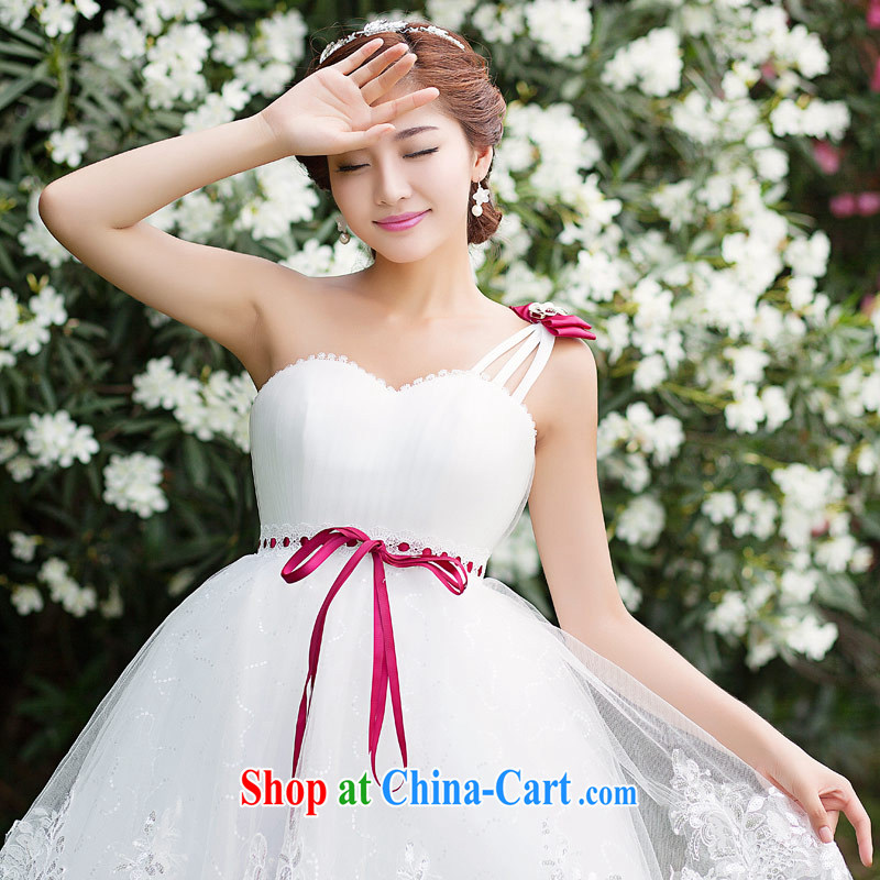 Love Life bridal short wedding dresses 2015 new bridesmaid dress single shoulder Toastmaster of the dress short skirt lace Korean version the waist white XL, love life, and shopping on the Internet
